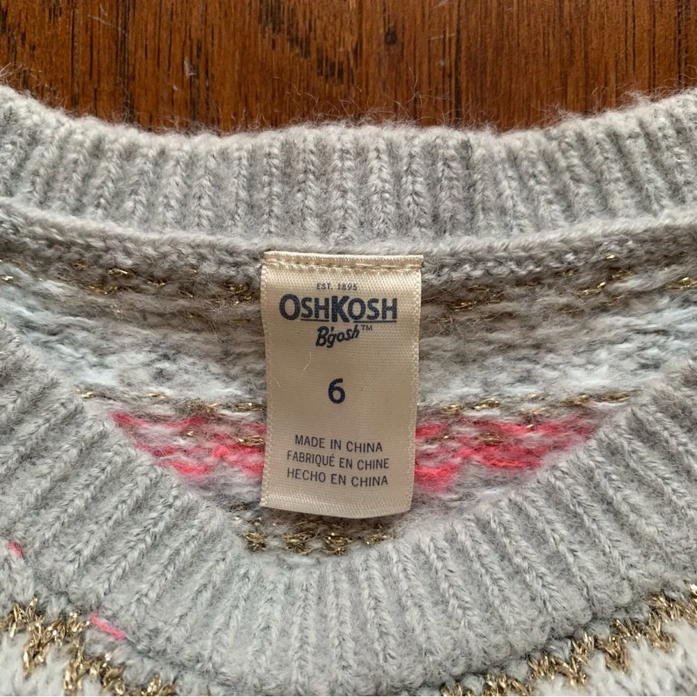 OshKosh B’gosh Girls Fair Isle Metallic Knit Sweater | Size 6